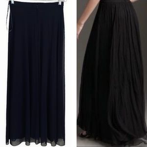 Tadashi Shoji Vintage Black‎ Mesh Overlay Maxi Flowy Skirt Size 10